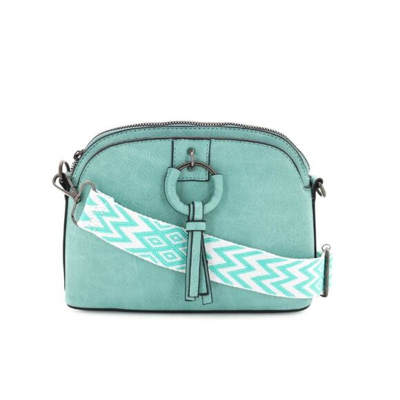Sam & Hadley NWT Aqua Mini Dome Crossbody Guitar Strap and Aqua Strap - Picture 1 of 5